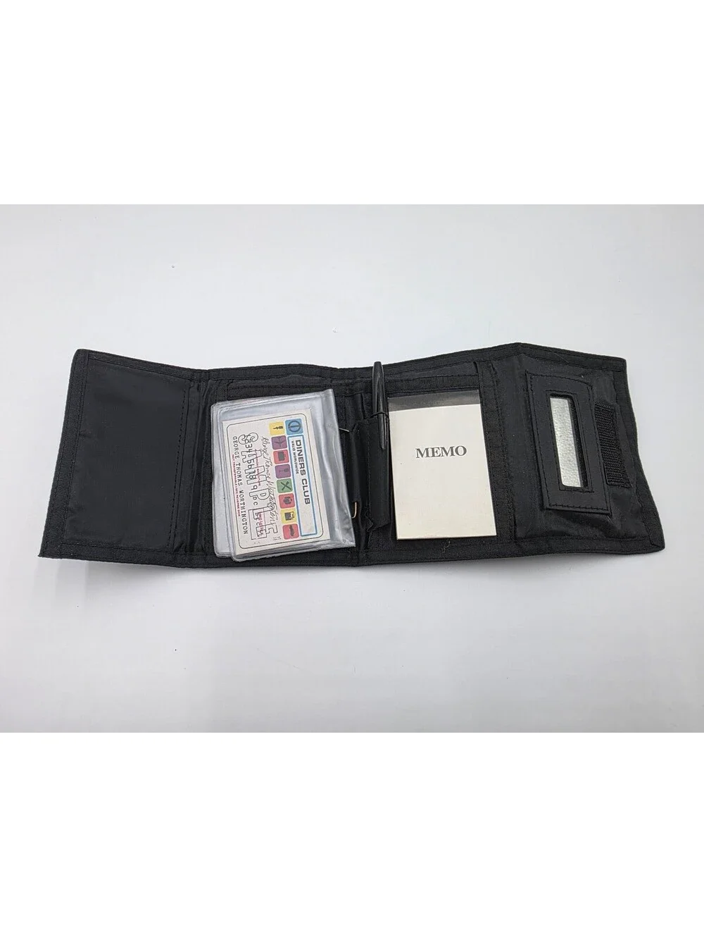London England Black Trifold Wallet with Memo Pad and ID Window